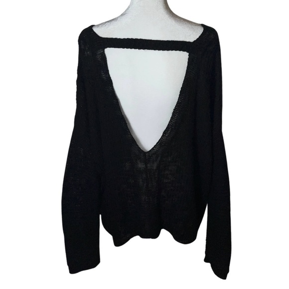 Rag Poets Black Slouchy Open Knit Sweater M – Coastal Cowgirl, Minimalist, Y2K - Picture 2 of 5